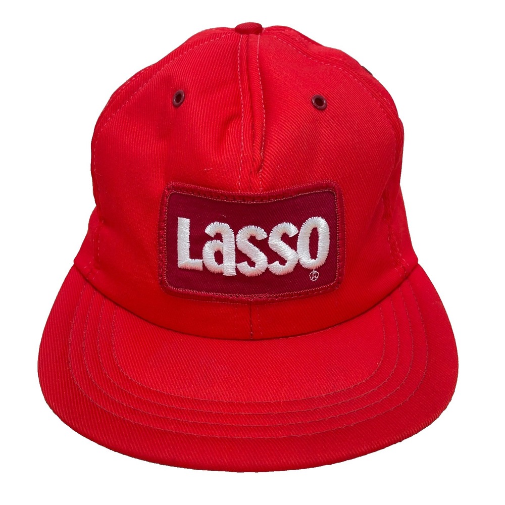 Vintage Lasso Trucker Hat Made In USA 80s 90s Patch Red Farm Agriculture Adult